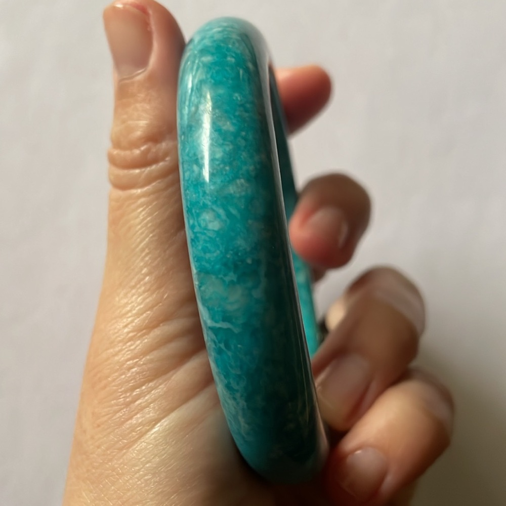 Chunky Amazonite (?) Bangle Bracelet - image 3